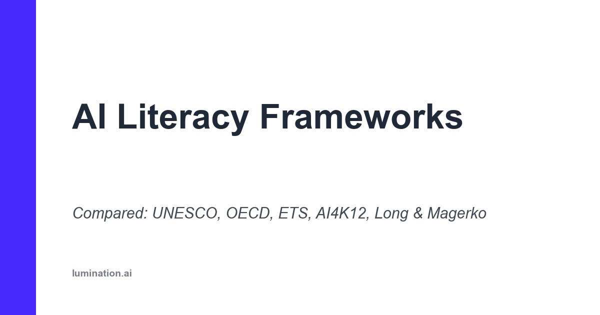 AI Literacy Frameworks Compared (UNESCO, OECD, ETS)