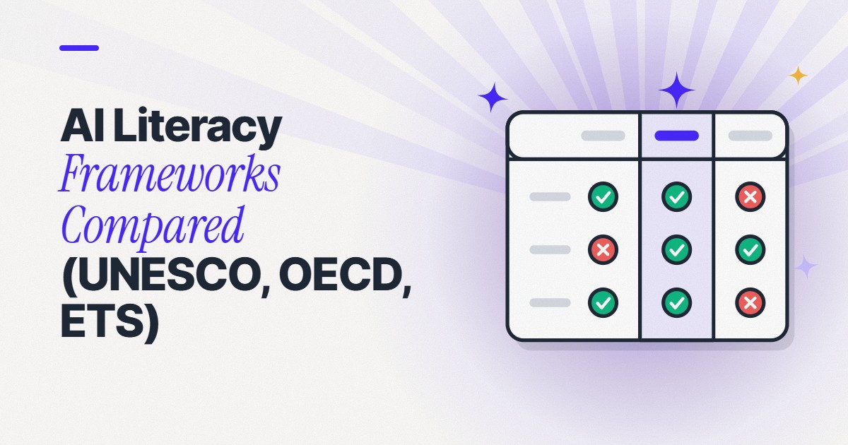 AI Literacy Frameworks Compared (UNESCO, OECD, ETS)