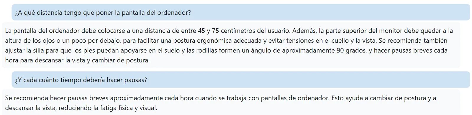The Moodle AI Tutor answering in Spanish on a Spanish course