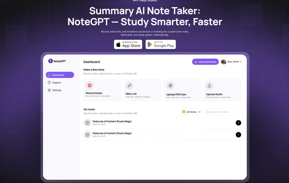 NoteGPT app screenshot